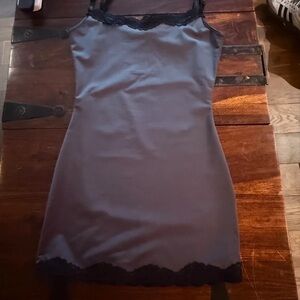 Elegant Black Lace Trim Slip Dress